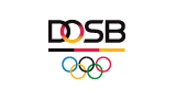 Logo des DOSB mit olympischen Ringen und schwarz-rot-goldenem Balken